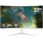 CRUA 27" Curved White Monitor, Full HD(1920x1080P) VA Panel 1800R 100HZ 120% sRGB Professional Computer Monitors, 3Sides Frameless, Flicker-Less,Blue Light Filter, for Office & Gaming (VGA, HDMI)