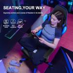 GTPLAYER Gaming Chair with Footrest, Ergonomic Computer Game Desk Chair, Reclining Gamer Chair Seat Height Adjustment, Swivel Rocker with Headrest and Lumbar (Blue)