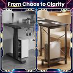 DUMOS L Shaped Desk, Computer Gaming Desks Corner Office Table with CPU Shelf for Home Study Writing Work Station 50 Inch, Black