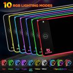 Gimars RGB Gaming Mouse Pad,15W Wireless Charging Mousepad with 10 Light Modes, Large Mousepad with Premium Smooth Surface, Non-Slip Mouse Mat for Gaming, Desk, PC,Office, 31.5x11.8x0.16inch
