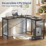 DUMOS L Shaped Desk, Computer Gaming Desks Corner Office Table with CPU Shelf for Home Study Writing Work Station 50 Inch, Black