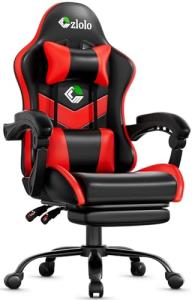 Czlolo Gaming Chair, Ergonomic Office Computer Chair with Footrest and Lumbar Support Massager Racing Style High Back Video Gamer Chair, Wide＆Thick Cushion, 90°-135° Recline, Adjustable Height, Red