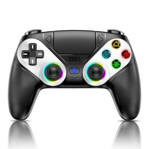 Gamrombo LED Wireless Controller for PS5, Compatible with PS5 Pro/Slim/PC, Dual Vibration, Macro/Turbo Function, 3.5mm Audio Jack, 6-Axis Motion Contro Gamepad with Speaker
