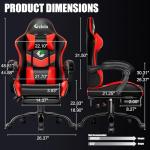 Czlolo Gaming Chair, Ergonomic Office Computer Chair with Footrest and Lumbar Support Massager Racing Style High Back Video Gamer Chair, Wide＆Thick Cushion, 90°-135° Recline, Adjustable Height, Red
