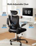 HUANUO Ergonomic Office Chair, High Back Computer Desk Chair with Adjustable Lumbar Support and Headrest, Comfy Gaming Chair with 3D Armrests, Home Office Rolling Chair, Max Load 300 lbs