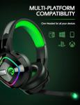 ZIUMIER Z66 Gaming Headset, Wired, Over-Ear, Noise Cancelling Mic, RGB Light, Stereo Surround Sound, Compatible with PS4, PS5, Xbox One, Laptop (Green)
