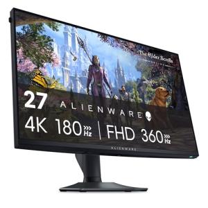 Alienware 27 4K Dual-Resolution Gaming Monitor - AW2725QF - 4K at 180Hz and FHD at 360Hz, 0.5ms GTG 1ms GTG (Extreme Mode), VESA AdaptiveSync, NVIDIA G-SYNC Compatible, HDMI/DP/USB 3.2 Gen1 - Black