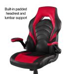 STAPLES Emerge Vortex Bonded Leather Ergonomic Gaming Chair, Black and Red