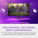 Alienware 27 4K Dual-Resolution Gaming Monitor - AW2725QF - 4K at 180Hz and FHD at 360Hz, 0.5ms GTG 1ms GTG (Extreme Mode), VESA AdaptiveSync, NVIDIA G-SYNC Compatible, HDMI/DP/USB 3.2 Gen1 - Black