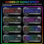 Wireless Gaming Keyboard Mouse & Mouse Pad Kit,3 in 1 RGB Backlit Rechargeable Keyboard Mouse with 3800mAh Battery Metal Panel Removable Hand Rest,RGB Gaming Mousepad(32.5x12inch),Gaming Mouse