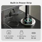 SUPERJARE 47 inch L Shaped Gaming Desk with LED Lights & Power Outlets, Reversible Computer Desk with Shelves & Monitor Stand, Corner Desk with Drawer, for Home & Office, Black