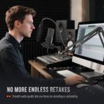 FIFINE Studio Condenser USB Microphone Computer PC Microphone Kit with Adjustable Boom Arm Stand Shock Mount for Instruments Voice Overs Recording Podcasting YouTube Vocal Gaming Streaming-T669