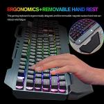 Wireless Gaming Keyboard Mouse & Mouse Pad Kit,3 in 1 RGB Backlit Rechargeable Keyboard Mouse with 3800mAh Battery Metal Panel Removable Hand Rest,RGB Gaming Mousepad(32.5x12inch),Gaming Mouse