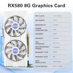 HyperRender RX 580 8GB Graphics Card 2048SP DDR5 256 Bit Graphics Card for Gaming PC Computer Graphics Boards PCIE 3.0 Twin Freeze Fans Computer Video Card with HDMI/DP/Ports (White)