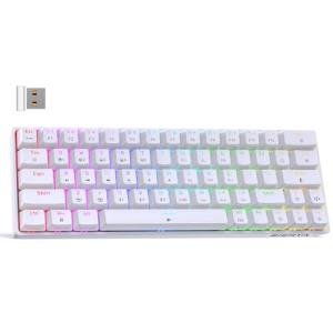 DIERYA DK63 60% Wireless Mechanical Gaming Keyboard | Bluetooth/2.4G/Wired | RGB Backlit | Anti-Ghosting Compact 63-Keys Mini Keyboard | with Red Switch | for Windows Laptop PC Gamer Typist-White