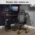 STAPLES Emerge Vector Luxura Faux Leather Gaming Chair, Black & Gray