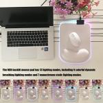 RGB LED Wrist Support Mouse Pad with 13 Lighting Modes, Anti-Slip Rubber Base, Pain Relief Ergonomic Gaming/Office/Home Mouse Pad, 11.8 x 8.5 in (White)