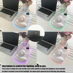 RGB LED Wrist Support Mouse Pad with 13 Lighting Modes, Anti-Slip Rubber Base, Pain Relief Ergonomic Gaming/Office/Home Mouse Pad, 11.8 x 8.5 in (White)