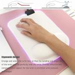 RGB LED Wrist Support Mouse Pad with 13 Lighting Modes, Anti-Slip Rubber Base, Pain Relief Ergonomic Gaming/Office/Home Mouse Pad, 11.8 x 8.5 in (White)