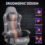 MINOMAC Gaming Chair,Ergonomic Computer Gaming Chair,400lb Load-Bearing,Retractable Footrest/Waist Support/Ergonomic Backrest[Spring + 4D Sponge] (Grey)
