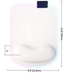 RGB LED Wrist Support Mouse Pad with 13 Lighting Modes, Anti-Slip Rubber Base, Pain Relief Ergonomic Gaming/Office/Home Mouse Pad, 11.8 x 8.5 in (White)