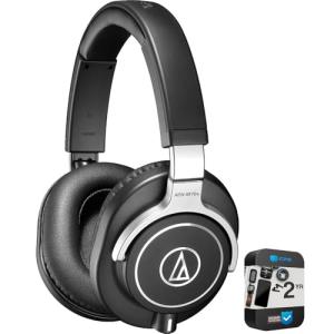 Audio-Technica ATH-M70X Professional Monitor Headphones Black Bundle with 2 YR CPS Enhanced Protection Pack