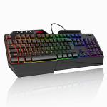 TECKNET Wired RGB Gaming Keyboard - 26-Key Anti-Ghosting, 13 Lighting Modes, Spill-Resistant, 108 Membrane Keys, Plug & Play - with Ergonomic Wrist Rest & Phone Holder for Windows/Mac (Black)
