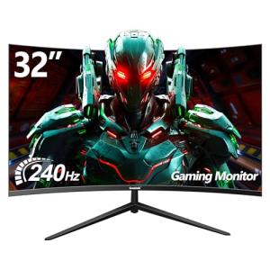 Gawfolk 32 Inch Curved Gaming Monitor 240Hz, 1800R PC Monitor Full HD 1080P, Frameless Computer Dispaly with Freesync and Eye Care Technology, Wall Mountable