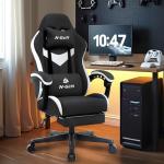 N-GEN GAMING Video Gaming Chair with Footrest Lumbar Support for Home Office High Back Recliner Height Adjustable Ergonomic Comfy Fabric Computer Desk Chair (Black)