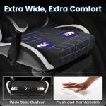 N-GEN GAMING Video Gaming Chair with Footrest Lumbar Support for Home Office High Back Recliner Height Adjustable Ergonomic Comfy Fabric Computer Desk Chair (Black)