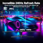 Gawfolk 32 Inch Curved Gaming Monitor 240Hz, 1800R PC Monitor Full HD 1080P, Frameless Computer Dispaly with Freesync and Eye Care Technology, Wall Mountable