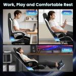N-GEN GAMING Video Gaming Chair with Footrest Lumbar Support for Home Office High Back Recliner Height Adjustable Ergonomic Comfy Fabric Computer Desk Chair (Black)