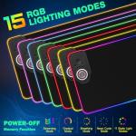 RGB Gaming Mouse Pad Wireless Charging Desk Mat with Foldable Phone Stand, Large LED Gaming Mat 800x350x4mm, 15 Light Modes, Waterproof, Keyboard Pad for PC Computer, Includes 20W PD Power Adapter