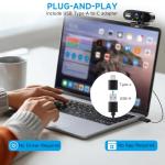 AOC 4k Webcam for PC with Microphone, Computer Camera with Noise Cancellation, Privacy Cover, 99° FOV, Plug & Play USB Webcam for Streaming, Conferencing, Zoom, Skype, Facetime, Laptop, PC, Skype