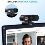 AOC 4k Webcam for PC with Microphone, Computer Camera with Noise Cancellation, Privacy Cover, 99° FOV, Plug & Play USB Webcam for Streaming, Conferencing, Zoom, Skype, Facetime, Laptop, PC, Skype