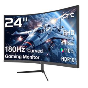 KTC 24 Inch 1500R Curved Gaming Monitor,180Hz 1ms FHD 1080p VA Monitor, Adaptive Sync, 110% sRGB, HDR Support, DisPlayPort/HDMI,Tilt, VESA for Gaming Home Office Business PS5 PC Monitors