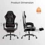 DUMOS Gaming Chair with Linkage Armrests, Video Game Chairs with Pocket Spring Cushion, Ergonomic Computer Silla Gamer Office Desk Chair with Footrest for Adults & Students, Black