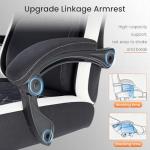 DUMOS Gaming Chair with Linkage Armrests, Video Game Chairs with Pocket Spring Cushion, Ergonomic Computer Silla Gamer Office Desk Chair with Footrest for Adults & Students, Black