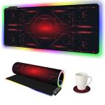 AIMSA Large Gaming Mouse Pad RGB, Keyboard Led Mousepad Extended 35.4 x 15.8 inch Non-Slip Rubber Base with 14 Lighting Modes Desk Mat, Red Circuit Board Motherboard