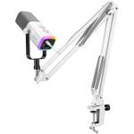 FIFINE Gaming XLR/USB Microphone Kit, Streaming Dynamic Mic Set for PC, Computer Mic for Vocal Podcast Recording Voiceover, with Headphones Jack, Gain Knob, Arm Stand-AmpliGame AM8T White