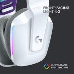 Logitech G733 Lightspeed Wireless Gaming Headset with Suspension Headband, LIGHTSYNC RGB, Blue VO!CE mic Technology and PRO-G Audio Drivers - White