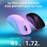 ATTACK SHARK X3 Wireless Gaming Mouse, 49g Ergonomic Computer Mouse, Triple Modes PAW3395 26K DPI Optical Sensor, 200h Battery Life, Programmable Buttons, Gaming Accessories for PC/Laptop/Mac (White)
