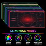 AIMSA Large Gaming Mouse Pad RGB, Keyboard Led Mousepad Extended 35.4 x 15.8 inch Non-Slip Rubber Base with 14 Lighting Modes Desk Mat, Red Circuit Board Motherboard