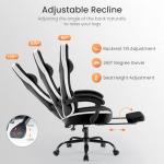 DUMOS Gaming Chair with Linkage Armrests, Video Game Chairs with Pocket Spring Cushion, Ergonomic Computer Silla Gamer Office Desk Chair with Footrest for Adults & Students, Black