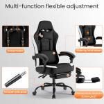 DUMOS Gaming Chair with Linkage Armrests, Video Game Chairs with Pocket Spring Cushion, Ergonomic Computer Silla Gamer Office Desk Chair with Footrest for Adults & Students, Black