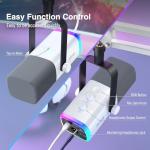 FIFINE Gaming XLR/USB Microphone Kit, Streaming Dynamic Mic Set for PC, Computer Mic for Vocal Podcast Recording Voiceover, with Headphones Jack, Gain Knob, Arm Stand-AmpliGame AM8T White