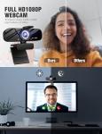 GOZVRPU 1080P HD Webcam with Built-in Microphone, Rotatable Tripod, Wide-Angle Lens,Privacy Cover, Auto Light Correction, Plug & Play USB-A Webcam for Laptop, Desktop, PC, Streaming-Black