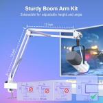 FIFINE Gaming XLR/USB Microphone Kit, Streaming Dynamic Mic Set for PC, Computer Mic for Vocal Podcast Recording Voiceover, with Headphones Jack, Gain Knob, Arm Stand-AmpliGame AM8T White