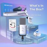 FIFINE Gaming XLR/USB Microphone Kit, Streaming Dynamic Mic Set for PC, Computer Mic for Vocal Podcast Recording Voiceover, with Headphones Jack, Gain Knob, Arm Stand-AmpliGame AM8T White