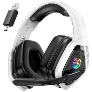 Tatybo Wireless Gaming Headset for PC, Ps5, Ps4, 2.4 Ghz USB & Type-C Gaming Headphones with Microphone, 30H Battery Bluetooth Headphones for Switch, Laptop, Mobile, Mac